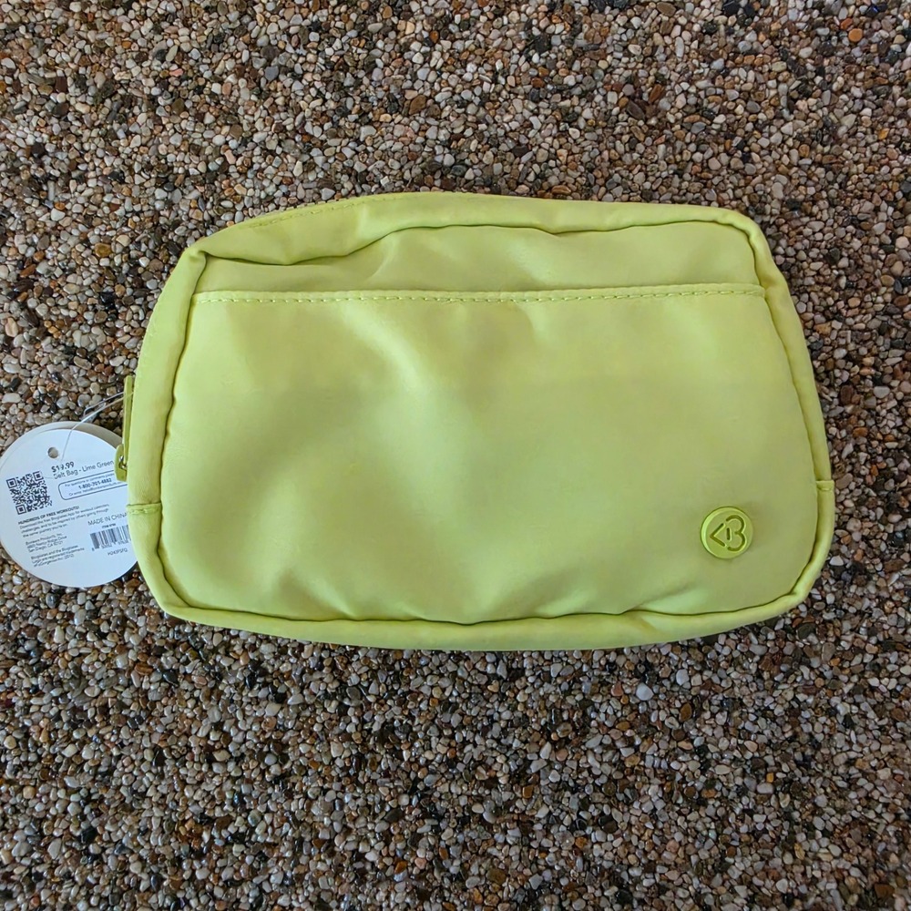 Blogilates Belt Bag Lime Green Adjustable Waist Pack Multiple Pockets NEW